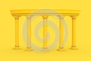 Yellow Ancient Classic Greek Column Arc in Duotone Style. 3d Rendering