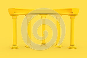 Yellow Ancient Classic Greek Column Arc in Duotone Style. 3d Rendering