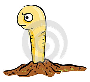 Yellow angry worm, illustration, vector