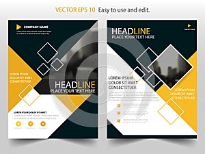 Yellow annual report brochure flyer design template vector, Leaflet cover presentation abstract flat background, layout in A4