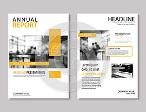 Yellow annual report brochure template A4 size design. Can be us