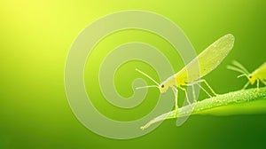 A Yellow Aphids on a Leaf