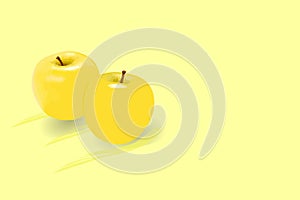 Yellow apple set on the yellow background Design elements for web or packaging printing vector illustration