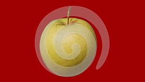 Yellow apple spin and float - isolated with alpha channel. Seamless loop.