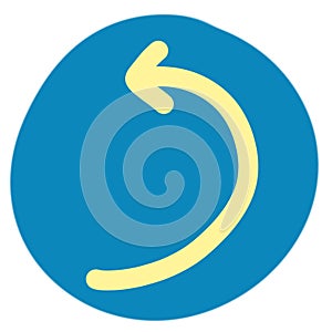 Yellow arrow with blue round border
