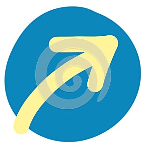 Yellow arrow with blue round border