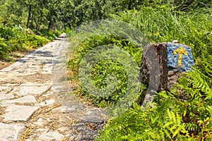 Yellow arrow on the Roman road