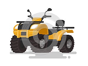 Yellow ATV. Four-wheel all-terrain vehicle. Quad bike on the iso
