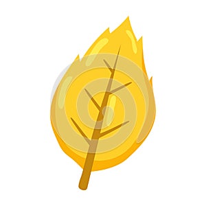 Yellow autumn leaf icon. Vector