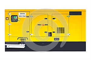 Yellow Auxiliary Diesel Generator for Emergency Electric Power. photo