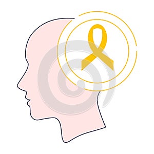 Yellow awareness ribbon icon