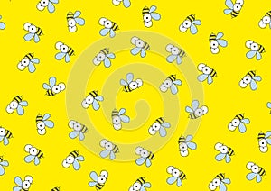 Yellow Background With Bees.