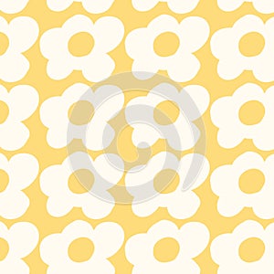 Yellow background with white flower pattern	cute style computer graphic