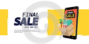 Yellow background final sale banner with gift box