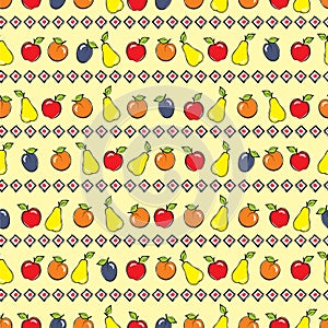 Yellow background with fruits