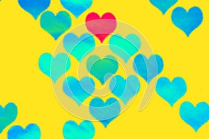 Yellow background with hearts