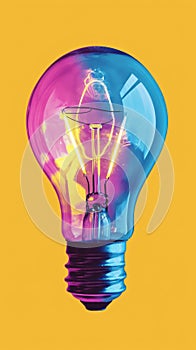 Yellow Background Light Bulb Illuminating Brightly for Clear Visibility