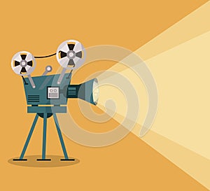 Yellow background with movie projector