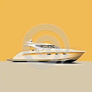 Yellow Background Yacht: Annibale Carracci Style Ad Poster