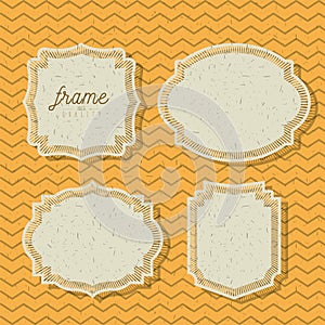 Yellow background with zigzaglines and silhouette set collection frame of best quality text