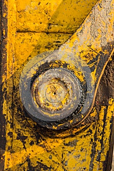 yellow backhoe loader on construction site and work