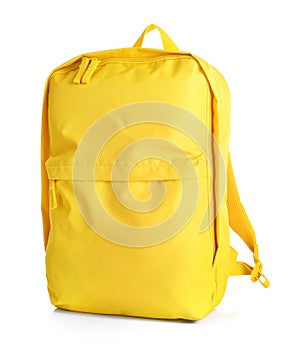 Yellow backpack, isolated on white