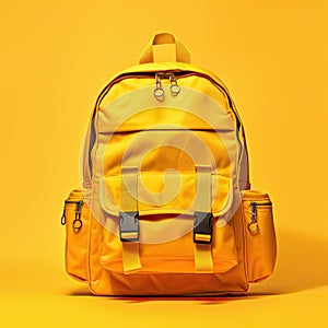 Yellow backpack on Yellow background