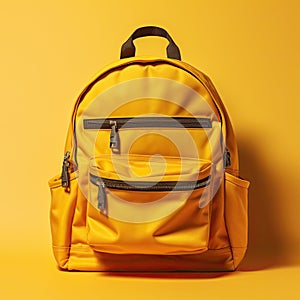 Yellow backpack on Yellow background