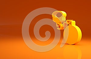 Yellow Ball on chain icon isolated on orange background. Minimalism concept. 3d illustration 3D render