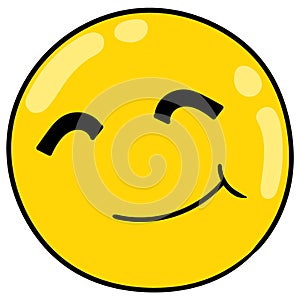 The yellow ball head is smiling warmly, doodle icon drawing