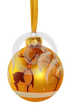 Yellow ball with images of deer