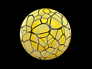 Yellow ball shattered and broken into dozens of pieces