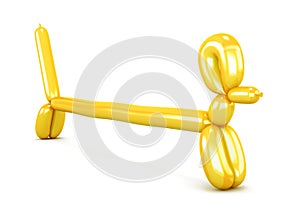 Yellow balloon dog isolated on white background. Figurine