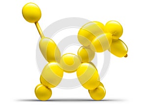 Yellow balloon dog or puppy isolated on a white background. Bubble Toy for kids of Latex material.