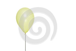 Yellow Balloon Floating on white