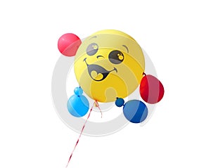 Yellow balloon flying on a white background