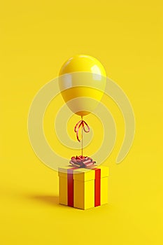 Yellow Balloon on Gift Box