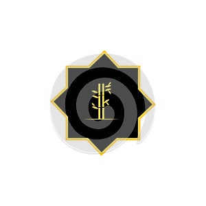 yellow bamboo religious logo design emblem design vector