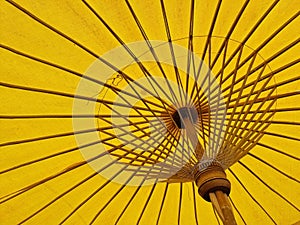 yellow bamboo umbrella
