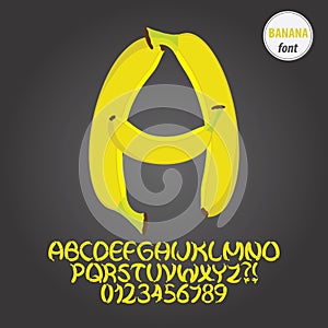 Yellow Banana Alphabet and Digit Vector
