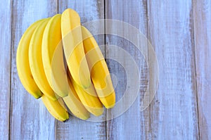 Yellow banana bunch flat lay