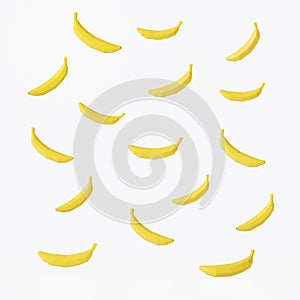 Yellow banana fruits 3d pattern illustration render.