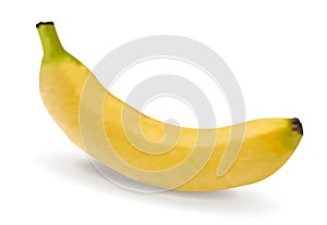 Yellow banana isolated on white background. Vector illustration in realistic style.