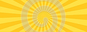 Yellow banner with Sun rays, lines background