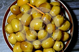 Yellow Barhi dates, botanically classified as Phoenix dactylifera, fruits of a date palm belonging to the Arecaceae family, native