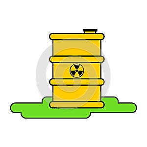 Yellow barrel radioactive waste. Biohazard container. Vector ill