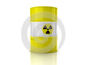 Yellow barrel with sign of radiation