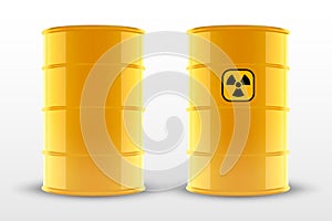 Yellow barrels with radioactive materials