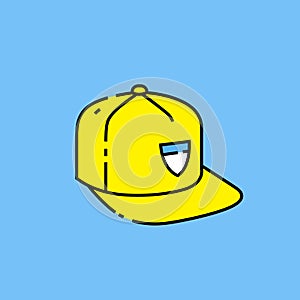 Yellow baseball cap line icon