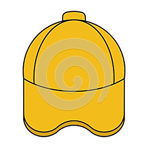 Yellow baseball cap pictogram vector illustration